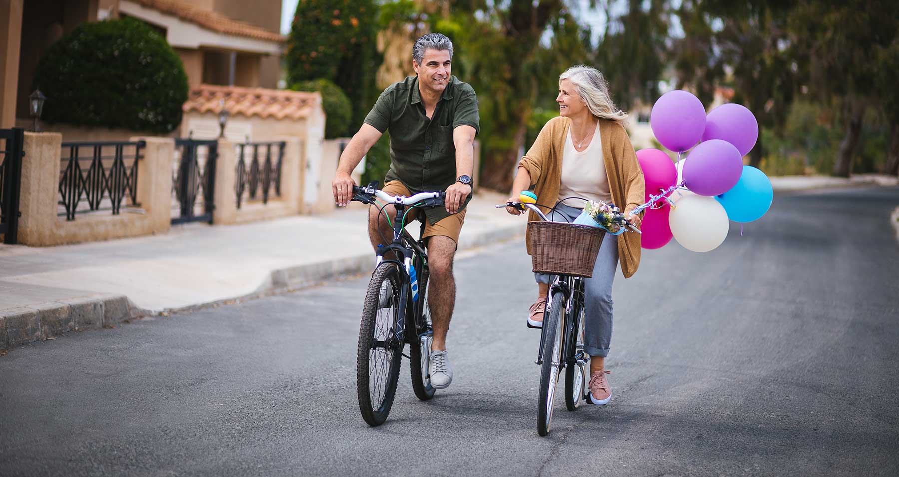 Couple with hearing loss out for a bike ride. 